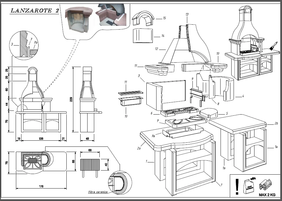 Palazzetti Grillkamin Lanzarote 3 Inkl. Montagematerial 3 Palazzetti Grillkamin Lanzarote 3 Inkl. Montagematerial