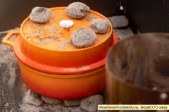 Grillfürst Emaillierter Dutch Oven Ohne Füsse DO6 - Orange 12 Grillfürst Emaillierter Dutch Oven Ohne Füsse DO6 - Orange -Grillen Und Rauchern Grillfuerst Dutch Oven farbig Beispiel DO7 5 orange Briketts 1