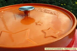 Grillfürst Emaillierter Dutch Oven Ohne Füsse DO9 - Orange -Grillen Und Rauchern Grillfuerst Dutch Oven farbig DO12 orange Deckel