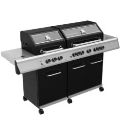 Grillfürst G750E Grill Control Edition 7-Brenner Doppelkammer - Gasgrill Mit Grill Control, Hochtemperaturbrenner, Seitenkocher, Heckbrenner Und Edelstahl Rosten -Grillen Und Rauchern Grillfuerst Gasgrill Premium G750E seitlich