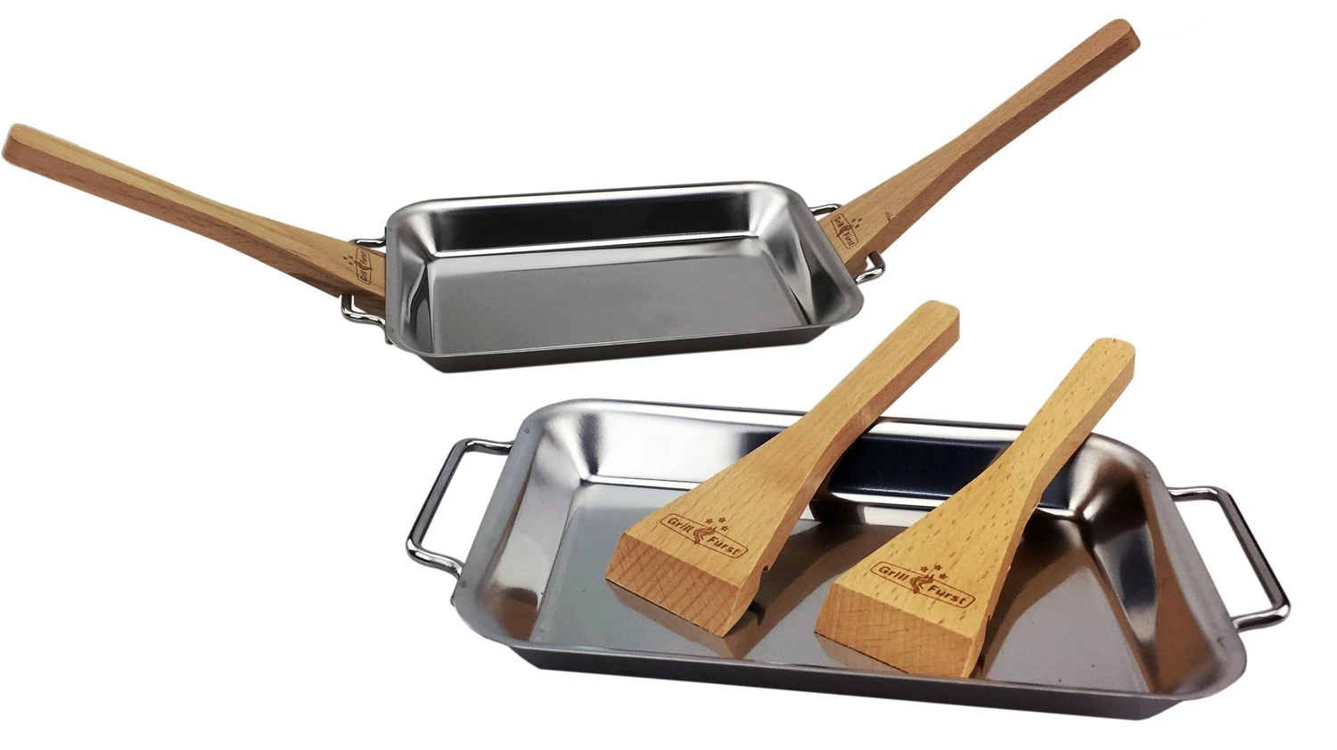 Grillfürst Grillpfännchen 2er Set Mit Schabern 4 Grillfürst Grillpfännchen 2er Set Mit Schabern – Bild 2