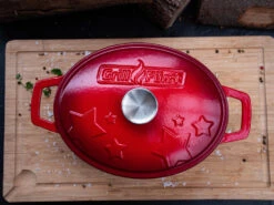 Grillfürst Dutch Oven Sternentöpfchen / Gusseisen Bräter - Emailliert - M - Rot -Grillen Und Rauchern Grillfuerst Gusseisenbraeter M rot emailliert