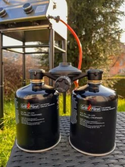 Grillfürst Kombi Kartuschen-Druckregler 30 Mbar - Für Den Anschluss Von 2 Gaskartuschen 9 Grillfürst Kombi Kartuschen-Druckregler 30 Mbar - Für Den Anschluss Von 2 Gaskartuschen -Grillen Und Rauchern Grillfuerst Kombi Kartuschen Druckregler Kompaktgrill 30mbar