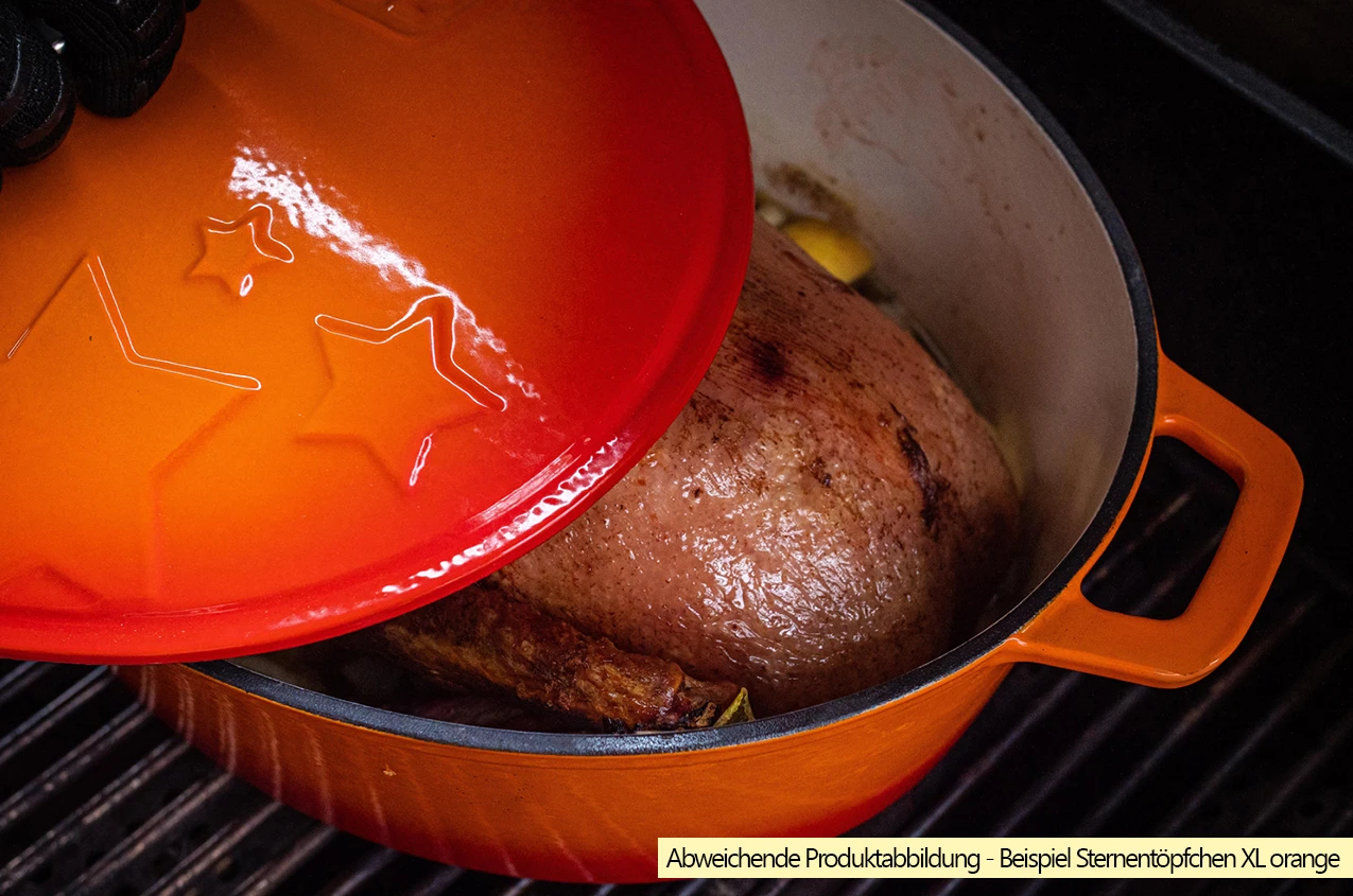 Grillfürst Dutch Oven Sternentöpfchen / Gusseisen Bräter - Emailliert - XL - Rot 8 Grillfürst Dutch Oven Sternentöpfchen / Gusseisen Bräter - Emailliert - XL - Rot – Bild 6