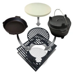 Grillfürst X-Rost System Grillrost Aus Gusseisen Für Grillfürst Gasgrills - Inkl. Dutch Oven DO9 Einsatz -Grillen Und Rauchern Grillfuerst X Rost Grillsystem Einsaetze 1