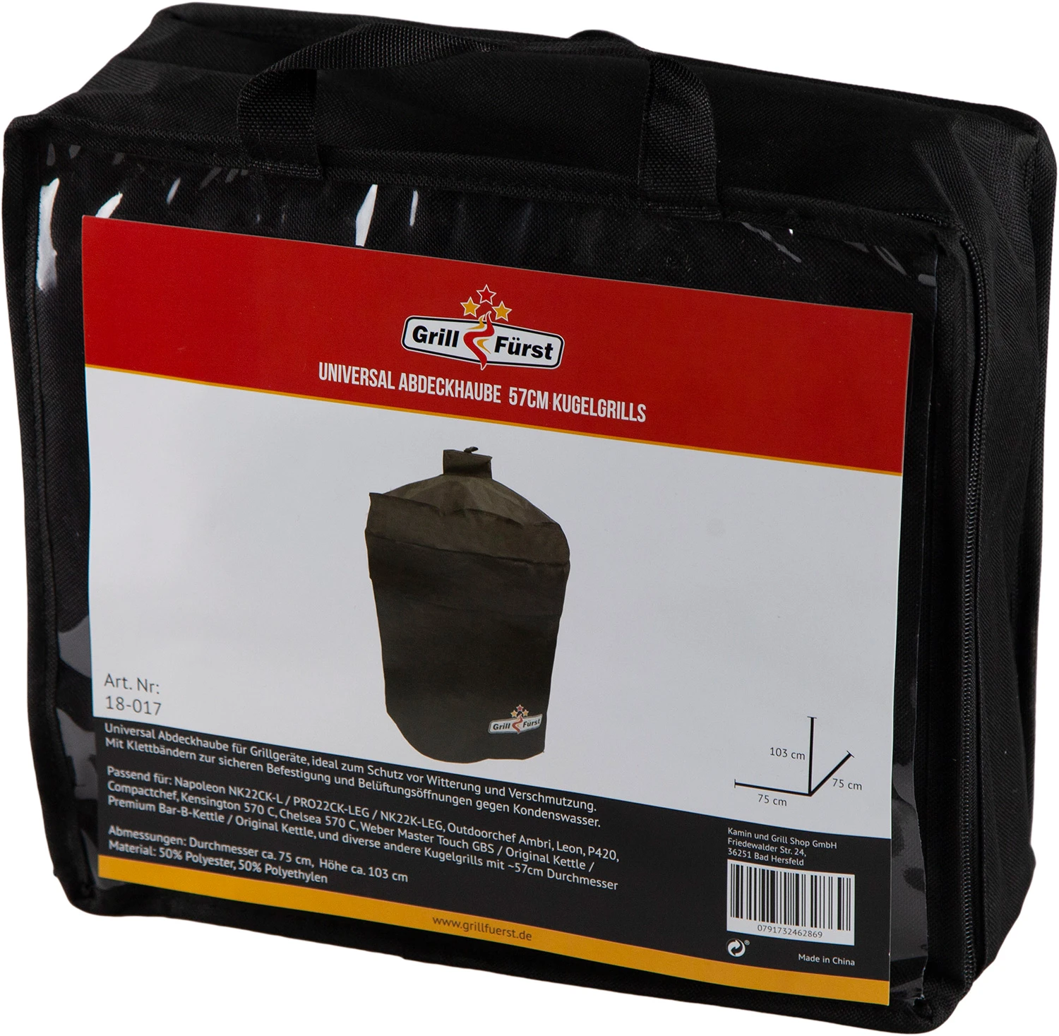 Grillfürst Abdeckhaube / Schutzhülle Kugelgrill 57cm Passend Für Weber Master Touch, Weber Original, Napoleon, Outdoorchef 4 Grillfürst Abdeckhaube / Schutzhülle Kugelgrill 57cm Passend Für Weber Master Touch, Weber Original, Napoleon, Outdoorchef – Bild 2