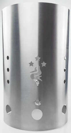 Grillfürst Anzündkamin Premium Edelstahl, Durchmesser 19 Cm, Höhe 30,5 Cm, Mit Sicherheitsgriff -Grillen Und Rauchern grillfuerst anzuendkamin vorderseite 17 127